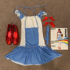 Sexy Dorothy Roma Costume Size S/M AND Size 8 Ruby Slippers